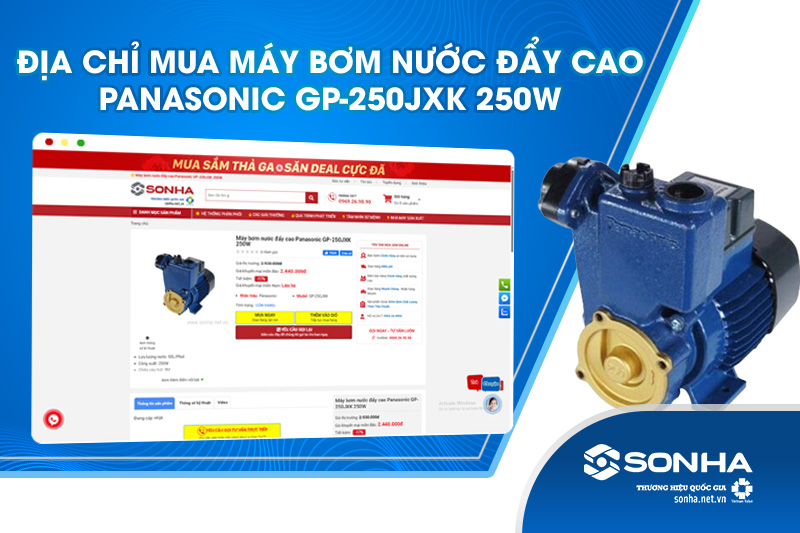 Địa chỉ mua máy bơm nước đẩy cao Panasonic GP-250JXK 250W