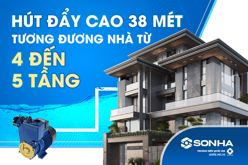 Máy bơm đẩy cao Panasonic GP-250JXK 250W có lực đẩy lên tới độ cao 38m