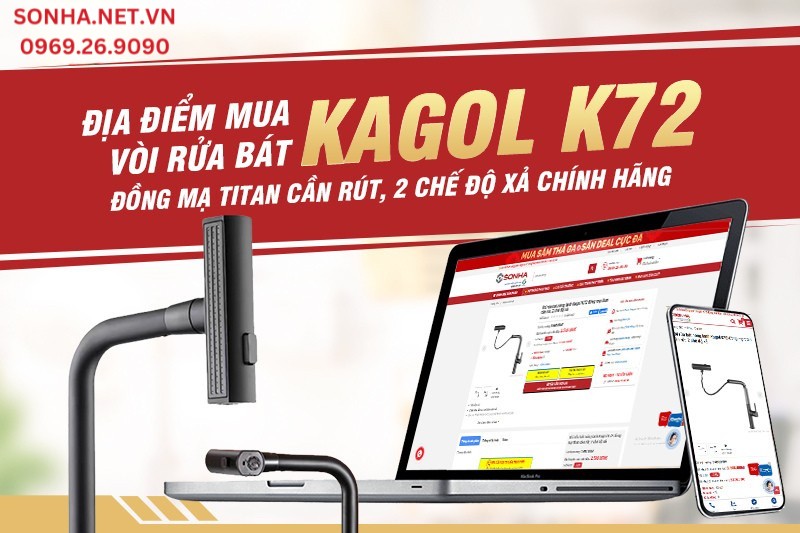 Địa điểm mua vòi rửa bát Kagol K72 cần rút, 2 chế độ xả chính hãng
