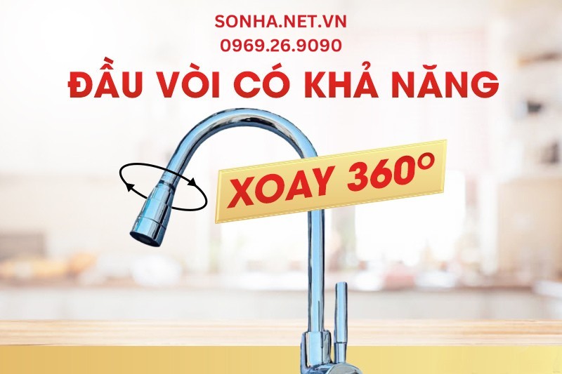 Đầu vòi rửa bát Kagol K28 có khả năng xoay 360 độ