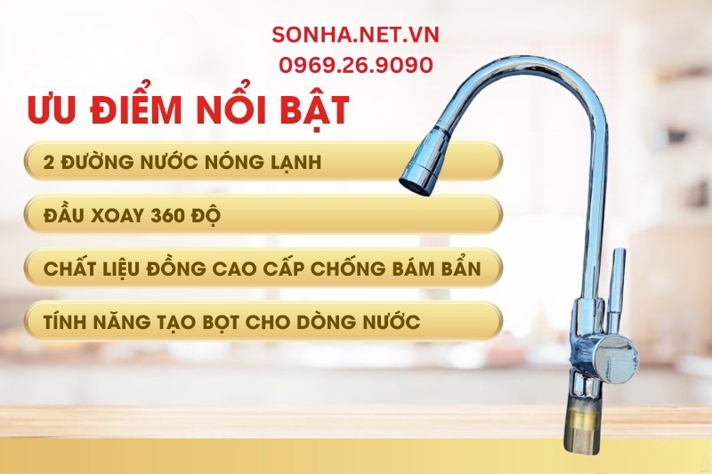 Ưu điểm nổi bật của vòi rửa bát Kagol k28 hai đường nước, xoay 360 độ