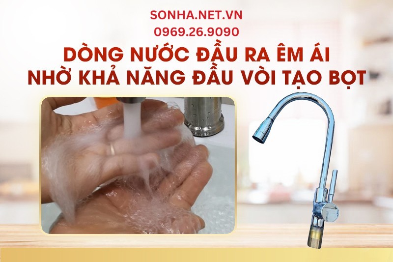 Vòi rửa bát Kagol hai đường nước với khả năng tạo bọt tạo cảm giác êm ái cho dòng nước đầu ra