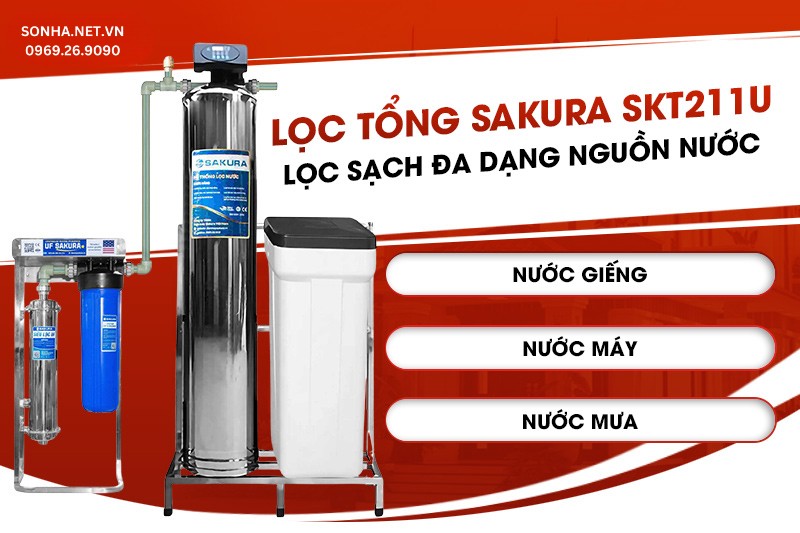 Máy lọc nước sinh hoạt gia đình SKT211U lọc sạch đa dạng các nguồn nước