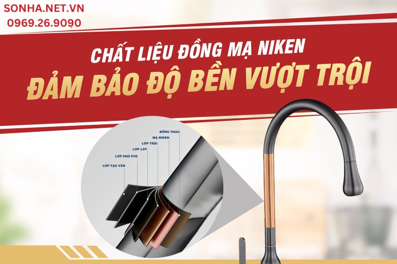 Vòi rửa bát BC 41A cấu thành từ đồng mạ niken - đảm bảo độ bền vượt trội