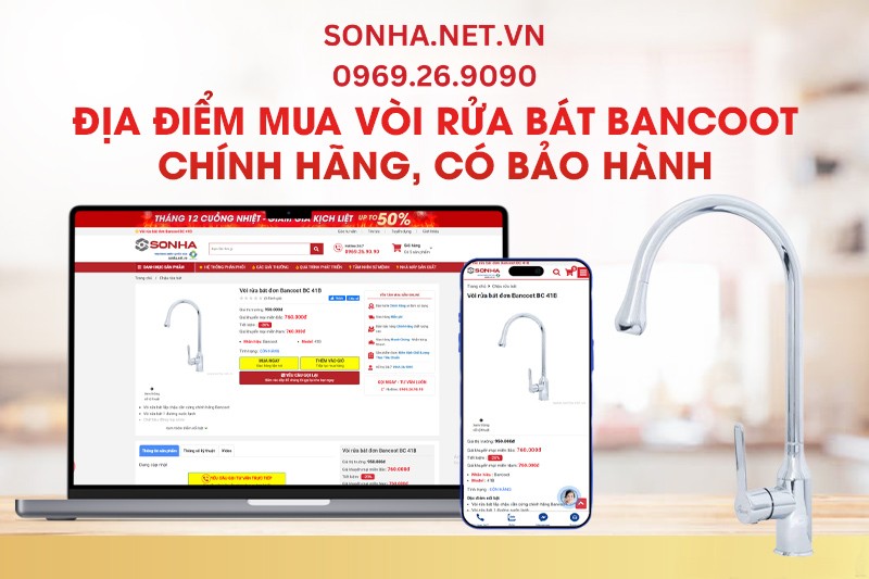 Địa điểm mua vòi rửa bát Bancoot chính hãng, có bảo hành