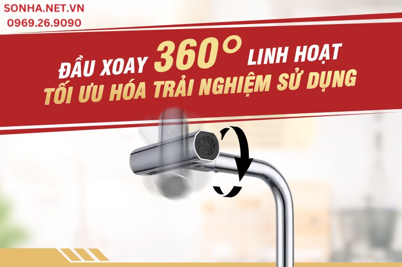 V&ograve;i rửa b&aacute;t BC 42B c&oacute; đầu xoay 360 độ linh hoạt - Tối ưu h&oacute;a trải nghiệm sử dụng