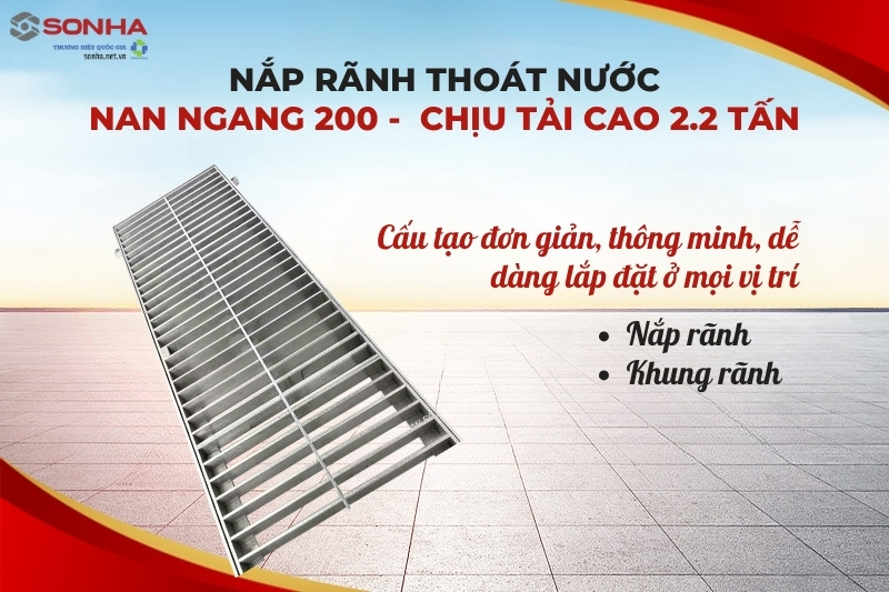 Cấu tạo tấm chắn thoát nước nan ngang 200 chịu tải 2.2 tấn