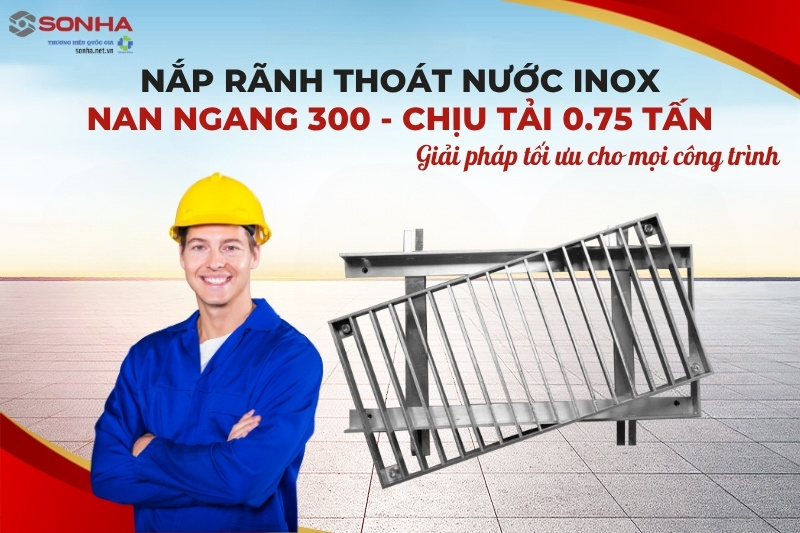 Nắp rãnh thoát nước nan ngang 300 chịu tải trung bình 0.75 tấn