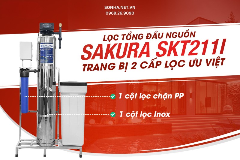 Máy Sakura SKT211I trang bị 2 cấp lọc tiên tiến mang lại nguồn nước sạch, an toàn