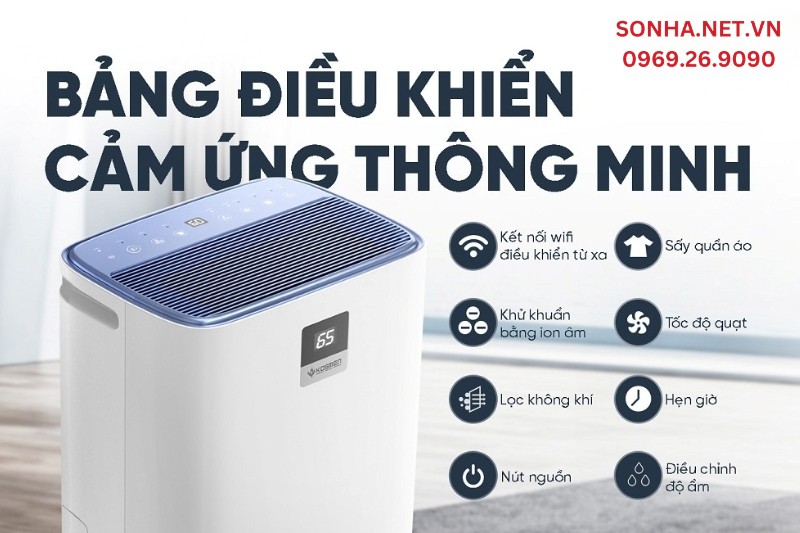 Bảng điều khiển cảm ứng th&ocirc;ng minh của m&aacute;y h&uacute;t ẩm Kosmen KM-30N