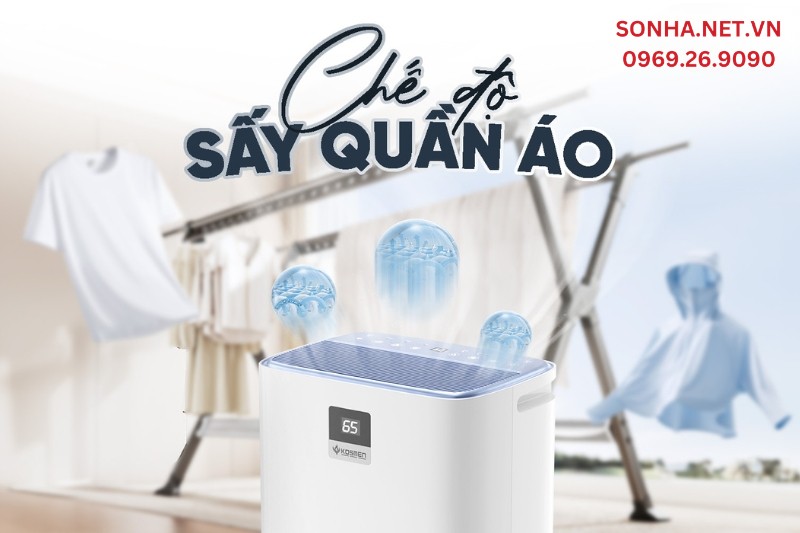 M&aacute;y lọc kh&ocirc;ng kh&iacute; v&agrave; h&uacute;t ẩm Kosmen KM-30N sở hữu t&iacute;nh năng sấy quần &aacute;o ưu việt