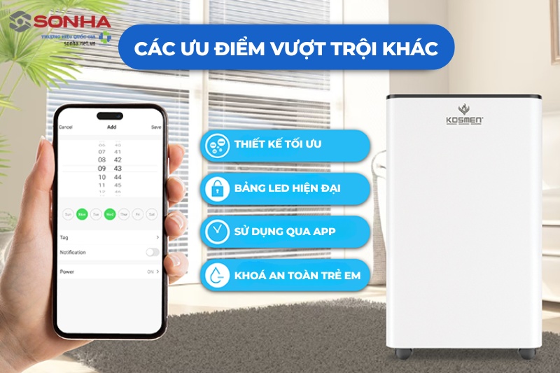 Các ưu điểm vượt trội khác của máy hút ẩm Kosmen KM-60S