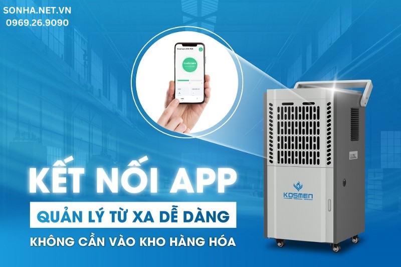 M&aacute;y h&uacute;t ẩm kh&ocirc;ng kh&iacute; Kosmen KM-90S c&oacute; thể điều chỉnh qua app dễ d&agrave;ng
