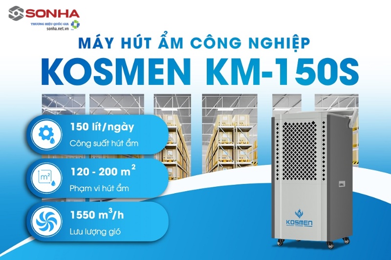Máy hút ẩm công nghiệp KM-150S có công suất hút ẩm lớn