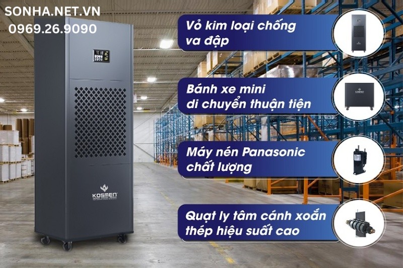 Máy hút ẩm công suất lớn Kosmen KM-210S có kết cấu chắc chắn