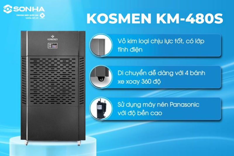 M&aacute;y h&uacute;t ẩm c&ocirc;ng nghiệp Kosmen KM-480S c&oacute; thiết kế chắc chắn