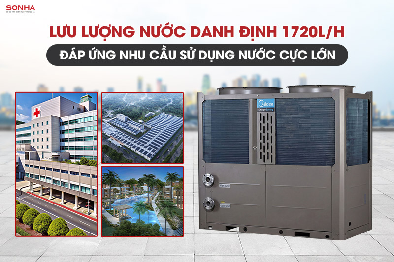 Lưu lượng nước 1720L/H đ&aacute;p ứng nhu cầu sử dụng nước n&oacute;ng cực lớn