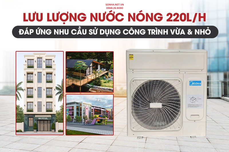 Máy bơm nhiệt MideaMHW-C10RN1 phù hợp cho những công trình vừa và nhỏ
