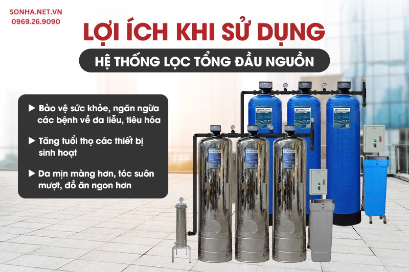 Hệ thống lọc tổng sẽ xử l&yacute;, loại bỏ cặn bẩn ho&agrave;n to&agrave;n
