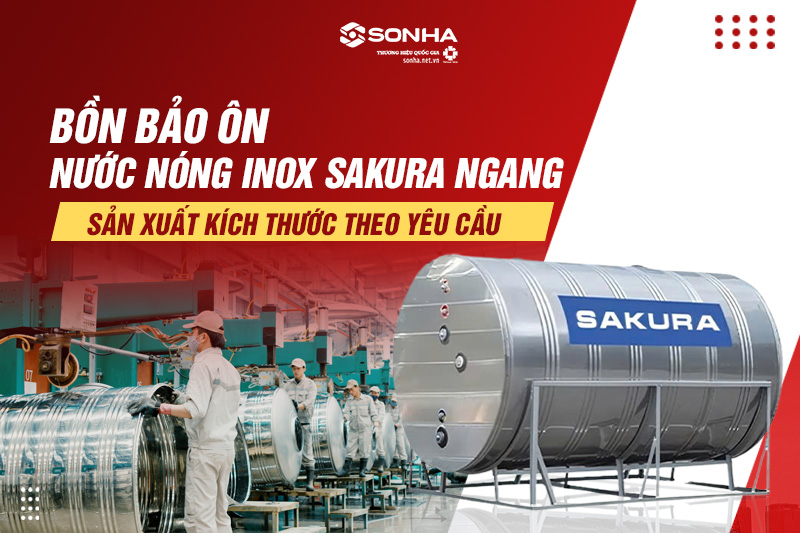 Bồn nước nóng Sakura ngang 500L với kích thước linh hoạt