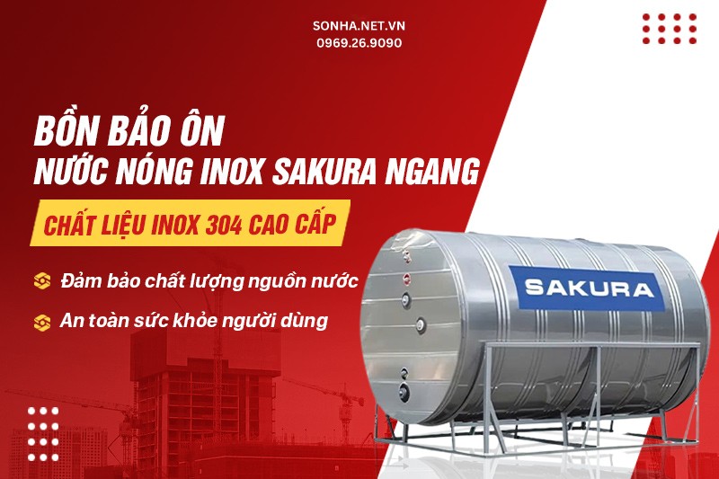 Bồn bảo &ocirc;n inox 2500L ngang sử dụng vật liệu inox 304 cao cấp