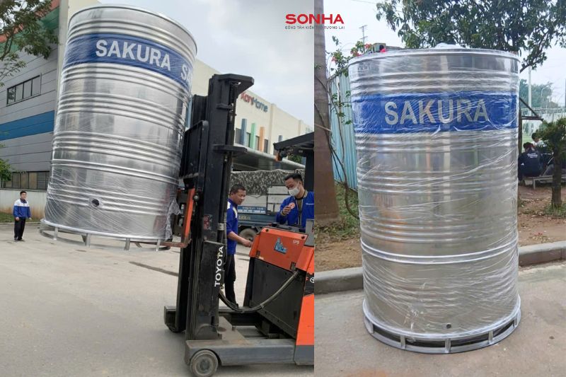 Thực tế lắp đặt bồn bảo &ocirc;n nước n&oacute;ng inox Sakura