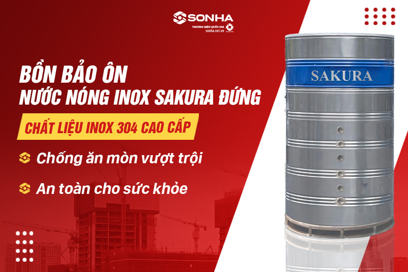 Bình bảo ôn Sakura sử dụng chất liệu inox 304 cao cấp
