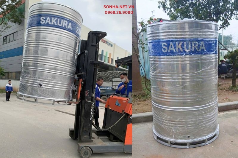 Thực tế lắp đặt bồn bảo ôn inox đứng Sakura
