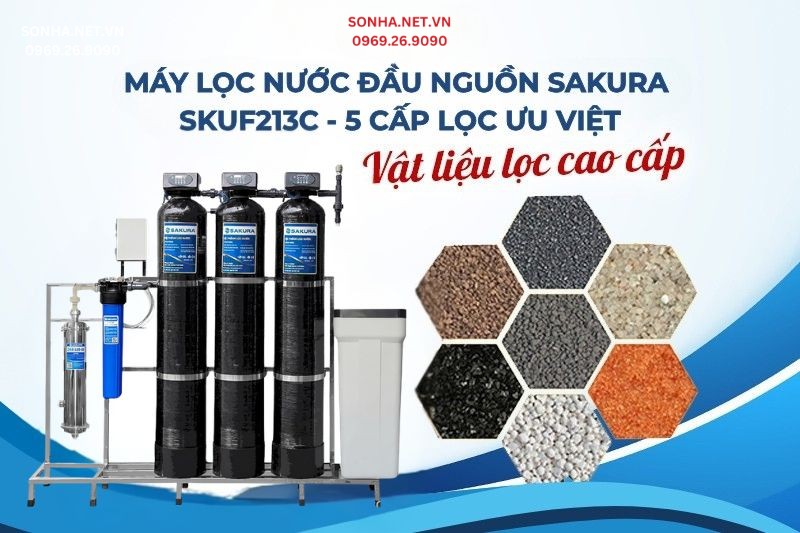 Lọc tổng Sakura SKUF213C 5 cấp lọc giúp lọc sạch hiệu quả