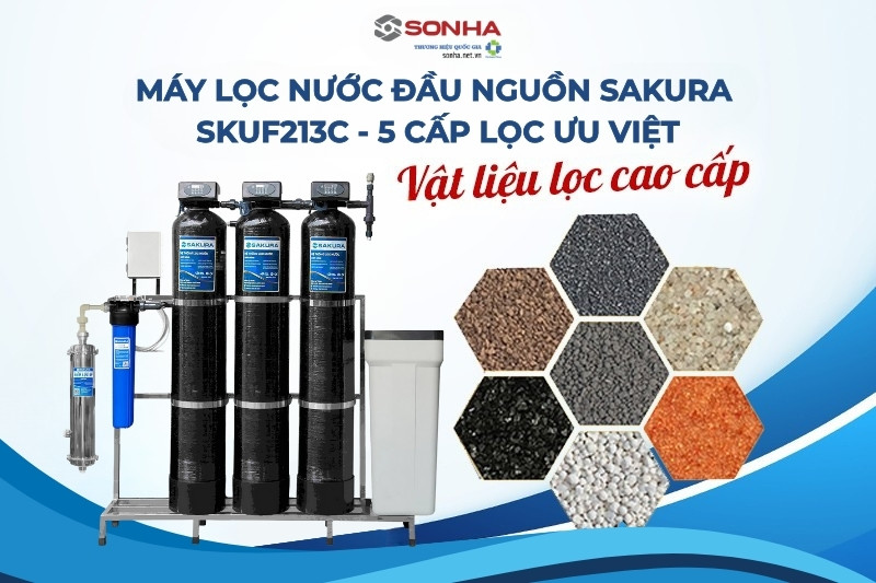 Lọc tổng Sakura SKUF213C 5 cấp lọc giúp lọc sạch hiệu quả