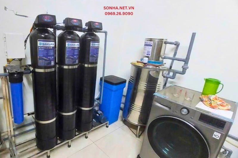 H&igrave;nh ảnh lắp đặt thực tế hệ thống lọc nước giếng khoan Sakura SKGK313MC