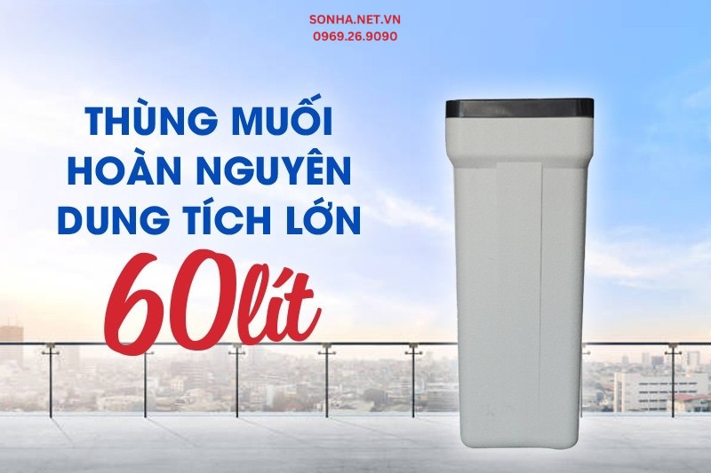 Th&ugrave;ng muối ho&agrave;n nguy&ecirc;n dung t&iacute;ch l&ecirc;n đến 60L