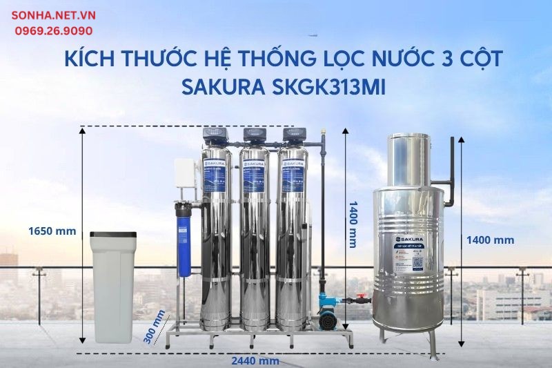 Kích thước hệ thống lọc nước giếng khoan SKGK313MI
