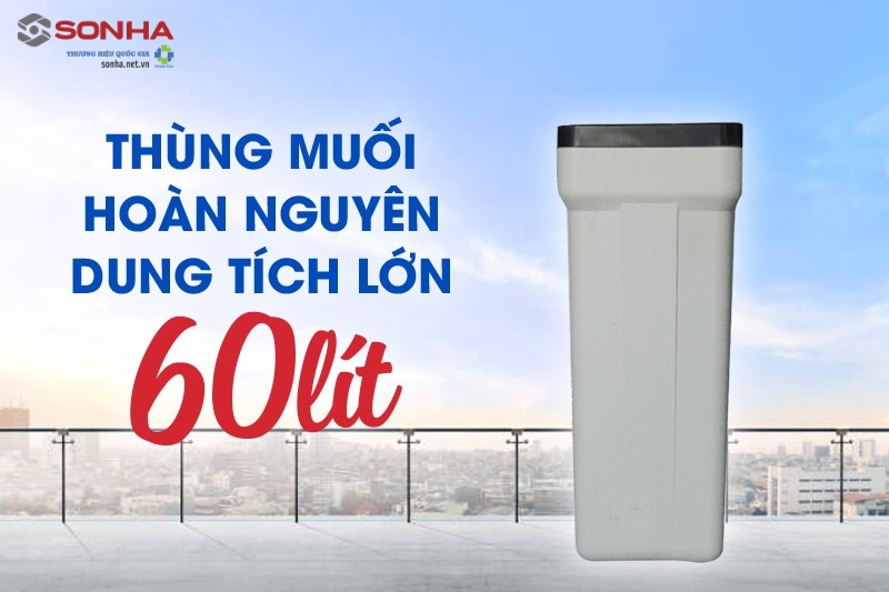 Thùng muối hoàn nguyên 60 lít giúp làm mềm nước hiệu quả