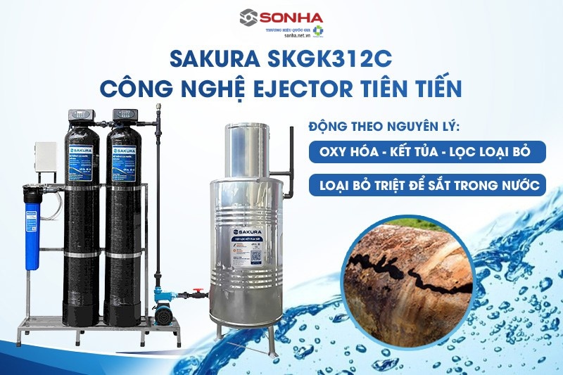 Cột lọc oxy hóa hòa tan không khí vào nước tạo kết tủa sắt