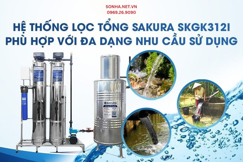 Sakura SGK312I c&ocirc;ng suất 1500l/h đ&aacute;p ứng đa dạng nhu cầu sử dụng nước