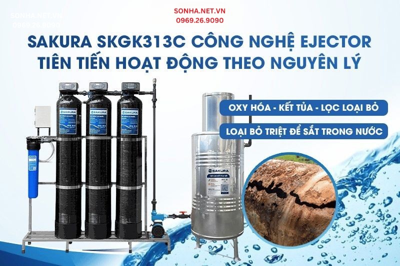 Cột lọc trao đổi oxy kết tủa sắt công nghệ trộn khí Ejector hiện đại