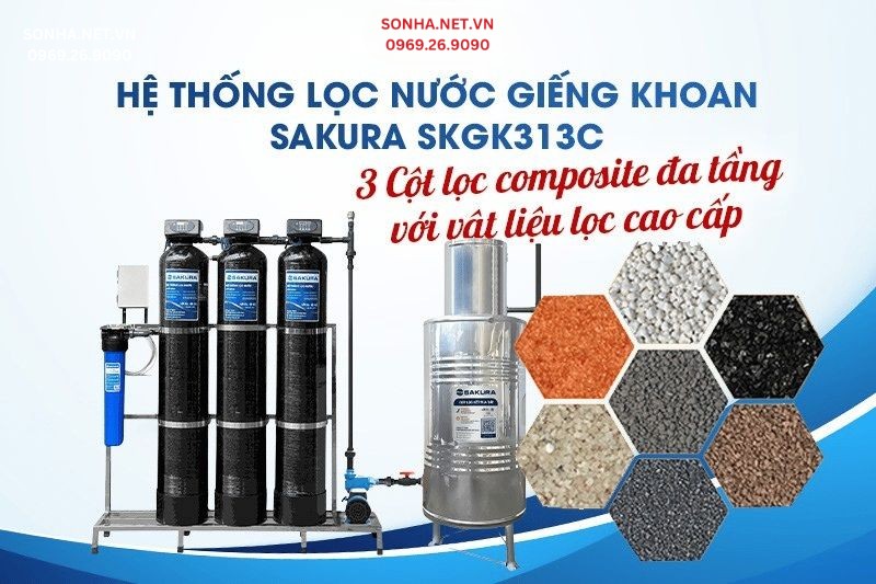 3 Cột Composite bền bỉ kết hợp cùng vật liệu lọc cao cấp