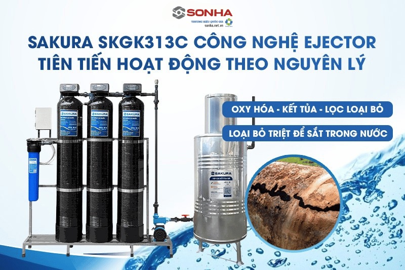 Cột lọc trao đổi oxy kết tủa sắt công nghệ trộn khí Ejector hiện đại