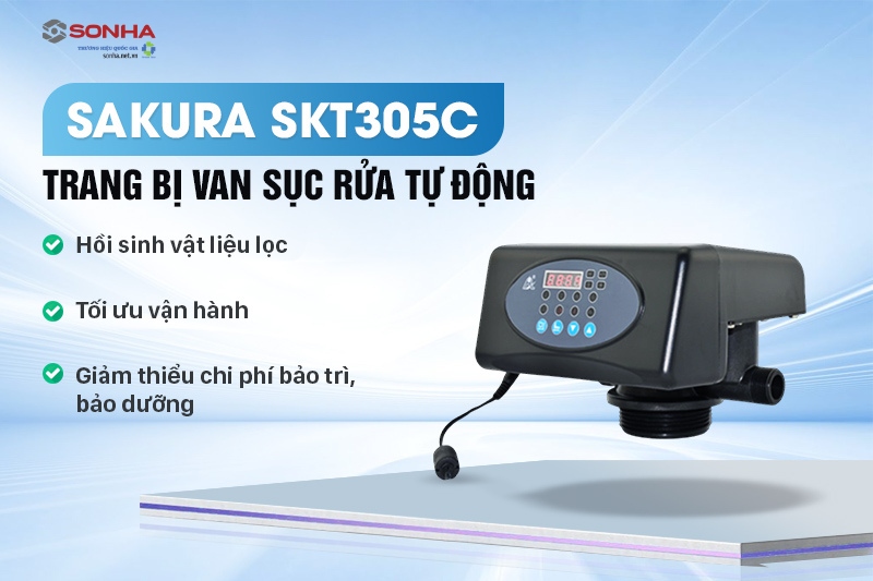 Lọc tổng Sakura SKT305C công suất 5m3/h được trang bị van sục rửa tự động