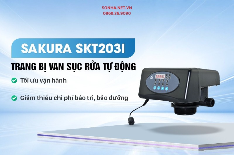 Lọc tổng Sakura SKT203I c&ocirc;ng suất 3m3/h được trang bị van sục rửa tự động