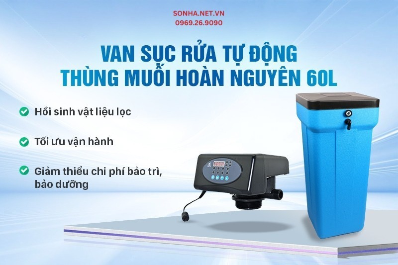 Lọc tổng Sakura SKT303C được trang bị van sục rửa tự động và thùng muối hoàn nguyên