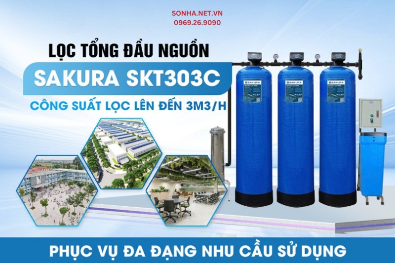 Lọc tổng Sakura SKT303C được thiết kế với công suất 3m3/h