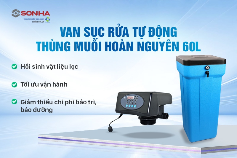 Lọc tổng Sakura SKT303C được trang bị van sục rửa tự động và thùng muối hoàn nguyên