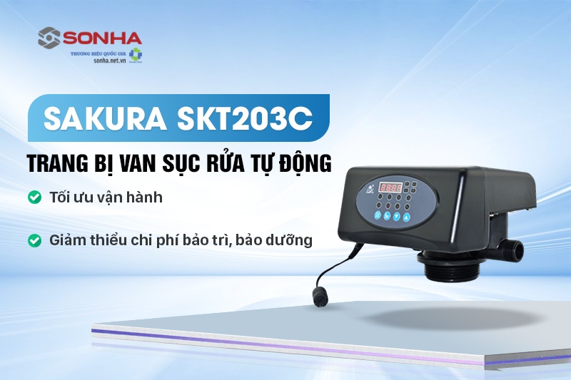 Lọc tổng Sakura SKT203C công suất 3m3/h được trang bị van sục rửa tự động