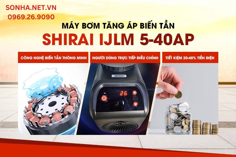 Máy bơm tăng áp Shirai sở hữu công nghệ biến tần thông minh