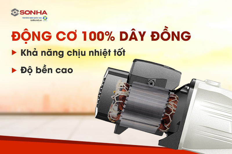 Động cơ chế tạo từ 100% dây đồng với độ bền cao