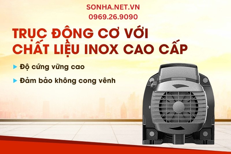 Trục động cơ được làm từ inox cao cấp