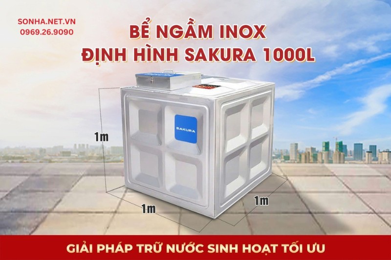 Siêu phẩm bể nước ngầm inox định hình Sakura SK.BID1000L