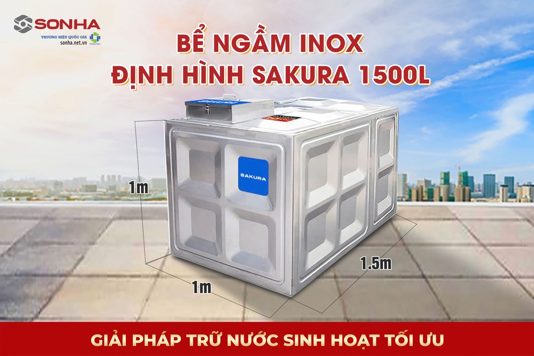 Siêu phẩm bể nước ngầm inox định hình Sakura SK.BID1500L